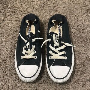 Converse Black and White Canvas Sneakers with Rubber Sole